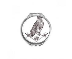 DIYthinker Adler Schwert Krone Tier Barock Spiegel Rund bewegliche Handtasche Make-up 2.6 Zoll x 2.4 Zoll x 0.3 Zoll Mehrfarbig