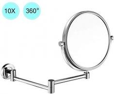 ZHTY Schminkspiegel an der Wand montiert 8-Zoll-beidseitig drehbare Wandspiegel, Klapp Bad Rasieren Kosmetik Schminkspiegel-10-fache Vergrößerung erweitern