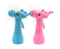 MIK Funshopping Handventilator 2er Set Seepferdchen mit Sprühfunktion und Handkurbel pink blau