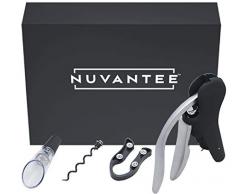 Nuvantee Korkenzieher Set -Der beste automatische Kaninchen-Stil Korkenzieher Mit,einem Belüfter-Dekanter, Folienschneider und Ersatz-Korkenzieher + Weinführer Ebook in einer schönen Geschenk-Box