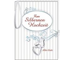 Zur silbernen Hochzeit als Geschenk Hochzeitsgeschenk mit Goldsekt Goldflakes Goldsecco Gold Piccolo Geschenkbuch zum Hochzeitstag Perlwein Gästealbum Gästebuch Album Hochzeitsalbum (Zur silbernen Hochzeit 10429)