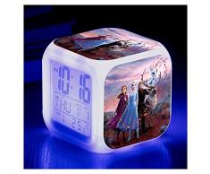 Upretty LED Wecker 7 Farben ELSA und Anna Nachtlicht leuchtende LED elektronische Digitale Thermometer Schreibtisch Tischuhr Kinder Geschenk