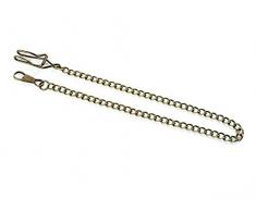 DIY Uhrenkette mit Karabiner und Hakenverschluss in antik bronzefarben 1 Stück von Vintageparts mit gedrehten Gliedern Gliederkette Kette für Taschenuhren