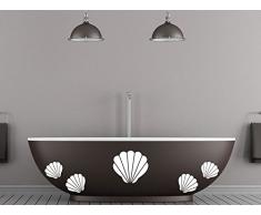 GRAZDesign 300170_57x57_WT010 Wandtattoo Muscheln für Bad | Selbstklebende Klebe-Folie für Wände - Fliesen - Spiegel | Wand-Aufkleber als Set mit 20 unterschiedlichen Muscheln Größen (57x57cm // 010 weiss)