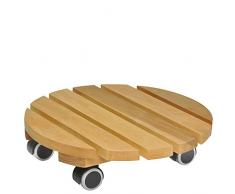 WAGNER Pflanzenroller Nature Ø 30 x 8 cm I Pflanzenroller für Innenbereich, Erle Natur I Blumenroller aus FSC®-Massivholz I Kübelroller aus Holz I Tragkraft 100 kg I Made in EU - 20026201