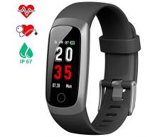 iPosible Fitness Armband mit Pulsmesser, Fitness Tracker Blutdruckmessung Schrittzähler Uhr Wasserdicht IP67 Pulsuhr Aktivitätstracker Herzfrequenz Stoppuhr Schlafmonitor GPS für Herren Damen Kinder