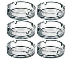 STAR - LINE 6 Aschenbecher Glas für Draussen - Stapelbar - 4 Ablagestellen - Spülmaschinenfest - Rund 11cm