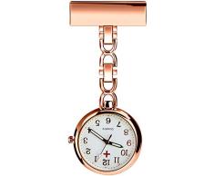 L&H Gadgets Krankenschwesteruhr mit Clips [Wasserdicht/Mehrfarbige/Quarzuhr/Präzise] Pulsuhr für Krankenschwester Geschenke/Schwesternuhr Eingebauter Akku (Roségold)