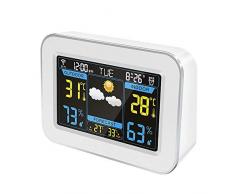 Außenwetterstation Mit Farbdisplay, Zeit Tag Und Datum Gleicher Bildschirmanzeige WiFi Link Helligkeitsanpassung Geeignet Für Die Schule Schlafsaal,Weiß