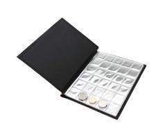 Garosa Münzalbum Sammelalbum Klassisch 250 Taschen 10 Seiten Sammlermünzen Aufbewahrung für Medaillons Abzeichen Gedenkmünze(Schwarz)
