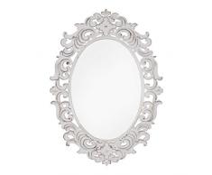 habeig Deko - Spiegel Forte Weiss Wandspiegel Antikdesign Barock Garderobenspiegel Landhaus 70cm hoch (Oval #414)