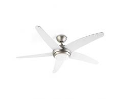 Klarstein Bolero - 2-in-1-Deckenventilator 134cm durchmessender Ventilator, Leuchte 55W Leistung, Holzflügel, Fernbedienung, 50 dB, 3 Drehgeschwindigkeiten: schnell, mittel, langsam, weiß