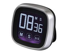 Xavax Digitaler Küchentimer, Touch-Funktion (Timer und Stoppuhr, magnetisch, bis 99 Min. 59 Sek., lauter Ton) Design Kurzzeitmesser, elektronische Eieruhr silber/schwarz
