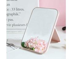 WXF Tischkosmetikspiegel, Kunststoffgerahmt Mit Standkosmetikspiegel Kleiner Zusammenklappbarer Kompakter Kosmetikspiegel Für Die Reise (Color : Pink)