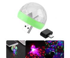 ONEVER Mini 4-LED-Disco-Kugel USB Powered-Stadiums-Licht RGB B¨¹hnendekoration Projektor Drehspiegel-Disco-Kugel f¨¹r Partei-Feiertags-Dekoration mit Android-Anschluss