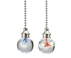 Carkio Glas Zugkette Anhänger mit roter Blume Glas klar Ventilator Glühbirne Anhänger für Deckenbeleuchtung Ventilator 2er Pack Artikel 3