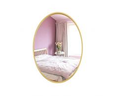 Home Badezimmerspiegel Wandspiegel Kosmetikspiegel Schminkspiegel Wandspiegel Ovaler Kosmetikspiegel Metallrahmen Badezimmerspiegel Flur Schlafzimmer Dekorativer Schminkspiegel Gold hängender Spiegel