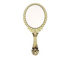 Bmstjk Tragbarer kosmetischer Schminkspiegel der Weinlese, Handgriff-ovaler runder Spiegel-Edler Wiederherstellungs-Alter Weisen-Gerichts-Spiegel, für Travel11.8X9.5Cm