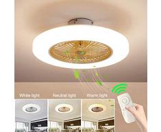 Neue Deckenleuchte Fan Deckenventilator moderne kreative Fan deckenventilator LED Dimmbar mit beleuchtung und fernbedienung Kinderzimmer Schlafzimmer Wohnzimmer beleuchtung 58cm (Yellow)