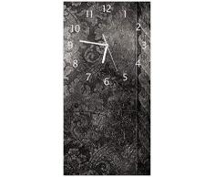 Wallario Design Wanduhr Schnörkelmuster in grau aus Acrylglas, Größe 30 x 60 cm