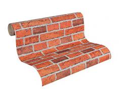 A.S. Création Papiertapete Dekora Natur, Mustertapete in Backsteinoptik, grau, rot, 779816