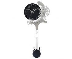 Flashing- 10 Zoll-drehende Wanduhr des Persönlichkeitszahnrads, Aluminiumlegierung / ABS stummes runde Wanduhr, Wohnzimmerschlafzimmerkorridorruhe Kreative Pendelwanduhr ( Farbe : Black dial )