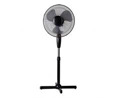 Lex Standventilator Ø 40cm 40 Watt weiß Höhenverstellbar bis 130cm ✓ Oszillierend ✓ Nachtlicht | Großer Standlüfter Ventilator Windmaschine Leiser Betrieb, Farbe:Schwarz