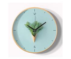 HJW Praktische Wandpendeluhr Großes Digitale Wanduhr Wohnzimmer Wanddekoration Wanduhr Muten Nicht Ticking Edroom Küchenuhr Massivholzrahmen-Quarz-Taktgeber Wanduhr,E,Rund -10 Zoll