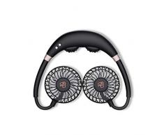Zhuowei Tragbare Mini-Massage Hängenden Hals Fans Luftkühler Hands Free USB-Miniventilator Bunte Licht-Tischventilatoren Kleine Ansatzmassager Maschine,Schwarz