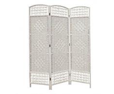 Paravent aus Korbgeflecht - 5 Farben wählbar - Spanische Wand Raumteiler (weiß)