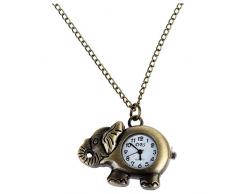 SODIAL(R) 40x31mm Umhaengeuhr Taschenuhr Kettenuhr Bronze Elefant