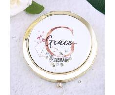 Personalisierbarer Taschenspiegel für Make-up-Geldbörse mit Initialen, Titel, Brautjungfer, Junggesellinnenabschied, Geschenk
