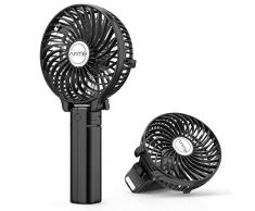 FUNME Mini Handventilator mit Aufladbare 2600mAh Batterie Leise USB Lüfter 3 Geschwindigkeiten Persönlicher Tragbarer Faltbarer Kleiner Ventilator für Büro Reisen Zuhause Outdoor, Schwarz