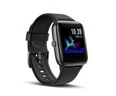 LATEC Smartwatch, Fitness Armband Voller Touch Screen Fitness Tracker IP68 Wasserdicht Fitness Uhr mit Pulsuhren Schrittzähler Schlafmonitor Damen Herren Armbanduhr Sportuhr für iOS Android (Schwarz)