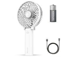 EasyAcc USB Ventilator,4000mAh Leise Mini Handventilator/Tragbarer Lüfter Elektrischer Aufladbarem Batterie Faltbar Kompatibel mit Laptop Multi Port Steckdose für Reisen und Zuhause Outdoor(Weiß)