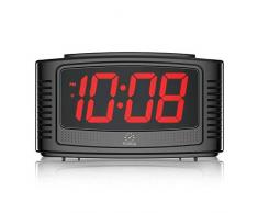 DreamSky LED Digitaler Wecker mit Große Ziffern Display, Lauter Alarm, Dimmer, Snooze, Einfache Bedienung, Tischuhr Netzbetrieben(Schwarz)