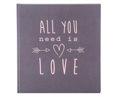 Goldbuch 27085 - Hochzeitsalbum All You NEED Is Love, Fotoalbum mit 60 weißen Seiten und Pergamin Trennblätter, Erinnerungsalbum aus Strukturpapier, Foto Album in Leinenoptik, circa 30 x 31 cm