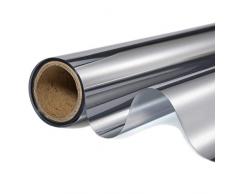 ZJELKY Folie Fenster Verdunkelungsfolie Fensterfolie Spiegel Tönungsfolie Kratzfest Wärmeisolierung UV-Schutz Silber (60 x 180 cm)