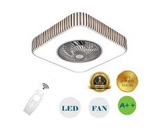 Bluetooth App Deckenventilator Deckenleuchte, Unsichtbare Stummschaltung Nach Hause Mit Elektrischem Ventilator LED Schlafzimmer Licht Einfache Deckenleuchte (Quadrat)
