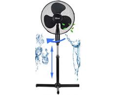 Standventilator Ø41 cm | 40 Watt | 3 Stufen | Leiser Betrieb | Ventilator | 180° Rotation | Windmaschine | Luftkühler | Klimagerät | Turmventilator | Bodenventilator | Fan | Höhenverstellbar