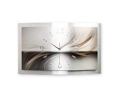 Kreative Feder Silverline Wanduhr 3D Designer Motiv leise Funkuhr Wandbild modernes Design WAA500FL (50cm x 30xm leise Funkuhr)