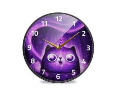 Mnsruu Badezimmer-Wanduhren Happy Einhorn Katze 24,1 cm dekorative Wanduhr tickt nicht leise Küchenuhr, mehrfarbig, 30,5 cm (12 Zoll)