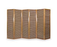 Homestyle4u 384 Paravent 6 teilig Raumteiler 6 Fach Holz Braun Shoji Bambus Trennwand Spanische Wand Sichtschutz faltbar