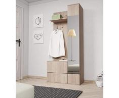 furniture24_eu Diele Flur Garderobe Green mit Spiegel (Sonoma Eiche)