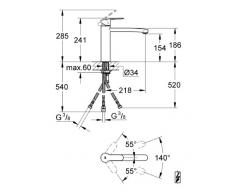 GROHE Eurostyle C Einhand-Spültischbatterie, mittelhoher Auslauf Niederdruck für offene Warmwasserbereiter 31154002