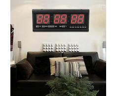DiLiBee LED wanduhr Digitaluhr Digital LED Wanduhr 24Hr Uhr Digitaluhr-Beleuchtung im Rot mit Datum-Temperatur-Wohnzimmer Küchuhr (rot)