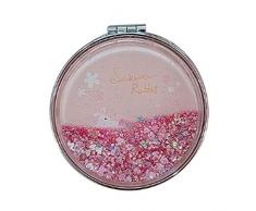 LASISZ Frauen Mädchen tragbare Mini Make-up Tasche Spiegel Glitter Pailletten Treibsand süße Cartoon Schwein doppelseitig Faltbare Make-up Werkzeug Geschenke, 5