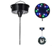 EG-BIANSU, 1 Stück 18 LED-Lichter aus Glas, drehbarer Spiegel, Discokugel, Motor, Soundsteuerung, Spiegelreflektion für Disco, DJ, Party, Bühnenlicht