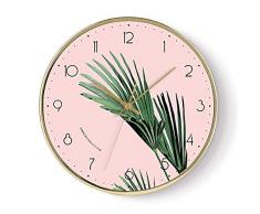HJW Praktische Wandpendeluhr Wanduhr Aa Batteriebetriebene Nicht Ticking Modern Style für Wohnzimmer Schlafzimmer Küche Reative Pflanze Schloss-Face-Home Decor Quartz Lock 12-Zoll-Wanduhr,B