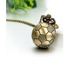 JewelryWe Vintage Cartoon Fußball Taschenuhr Analog Quarz Uhr Kettenuhr Halskette Kette Bronze
